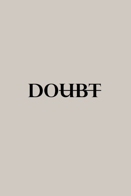 Simple minimalist poster with the word 'Doubt' in bold typography on a gray background.
